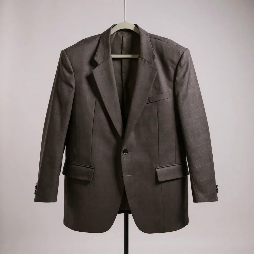 Mens Plaid Blazer Navy Blue Multi Color Check Wool Blend Sport Coat Tailored Fit